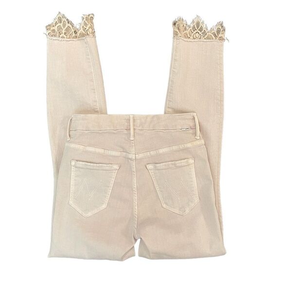 Mother Jeans High-Waisted Looker Dagger Ankle Fray Blush Women's 25 Light Pink - Picture 4 of 16